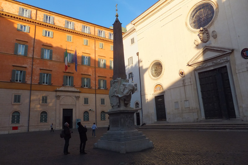 Elephant and Obelisk, a statue of an elephant carrying an obelisk, designed by the Italian artist Gian Lorenzo Bernini.