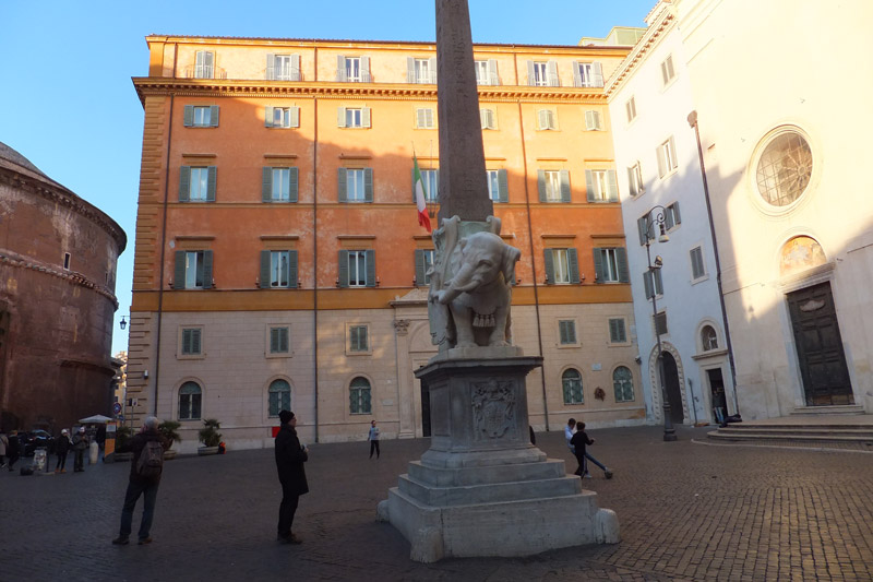 Elephant and Obelisk, a statue of an elephant carrying an obelisk, designed by the Italian artist Gian Lorenzo Bernini.